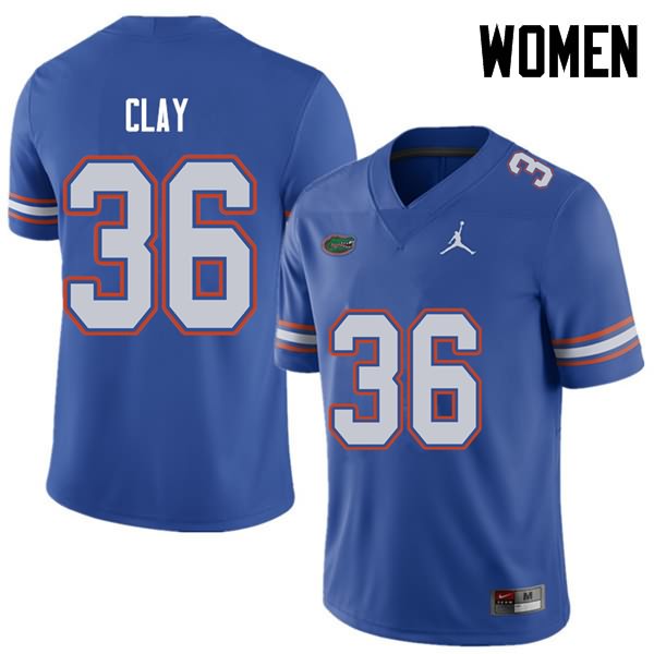 NCAA Florida Gators Robert Clay Women's #36 Jordan Brand Royal Stitched Authentic College Football Jersey CMH3664HN